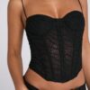 Корсет Bae от черна дантела на райета